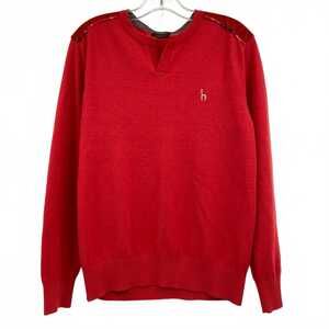Hazzys Red Wool Blend V‑Neck Knit Sweater | Men’s Large